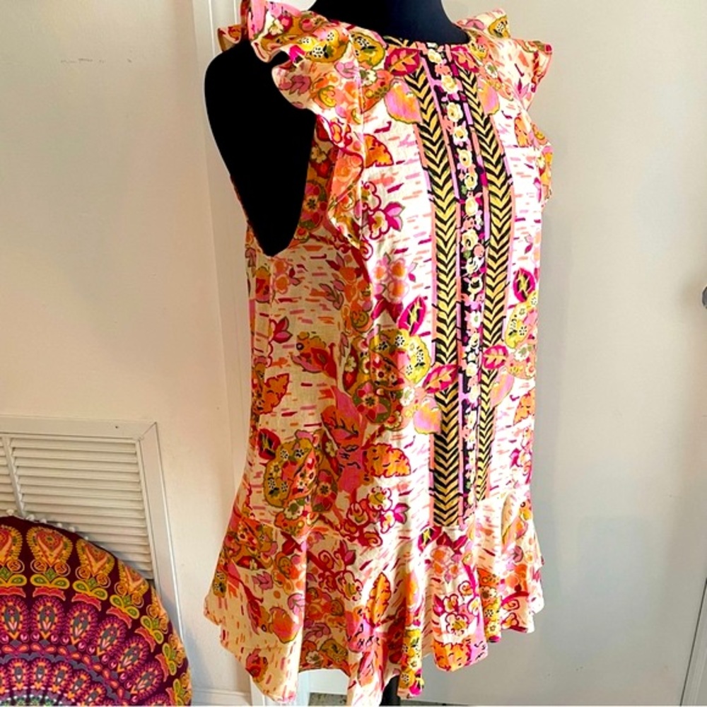 FREE PEOPLE Super Cute Pinks Print Sleeveless Mini Dress or Tunic! NEW!